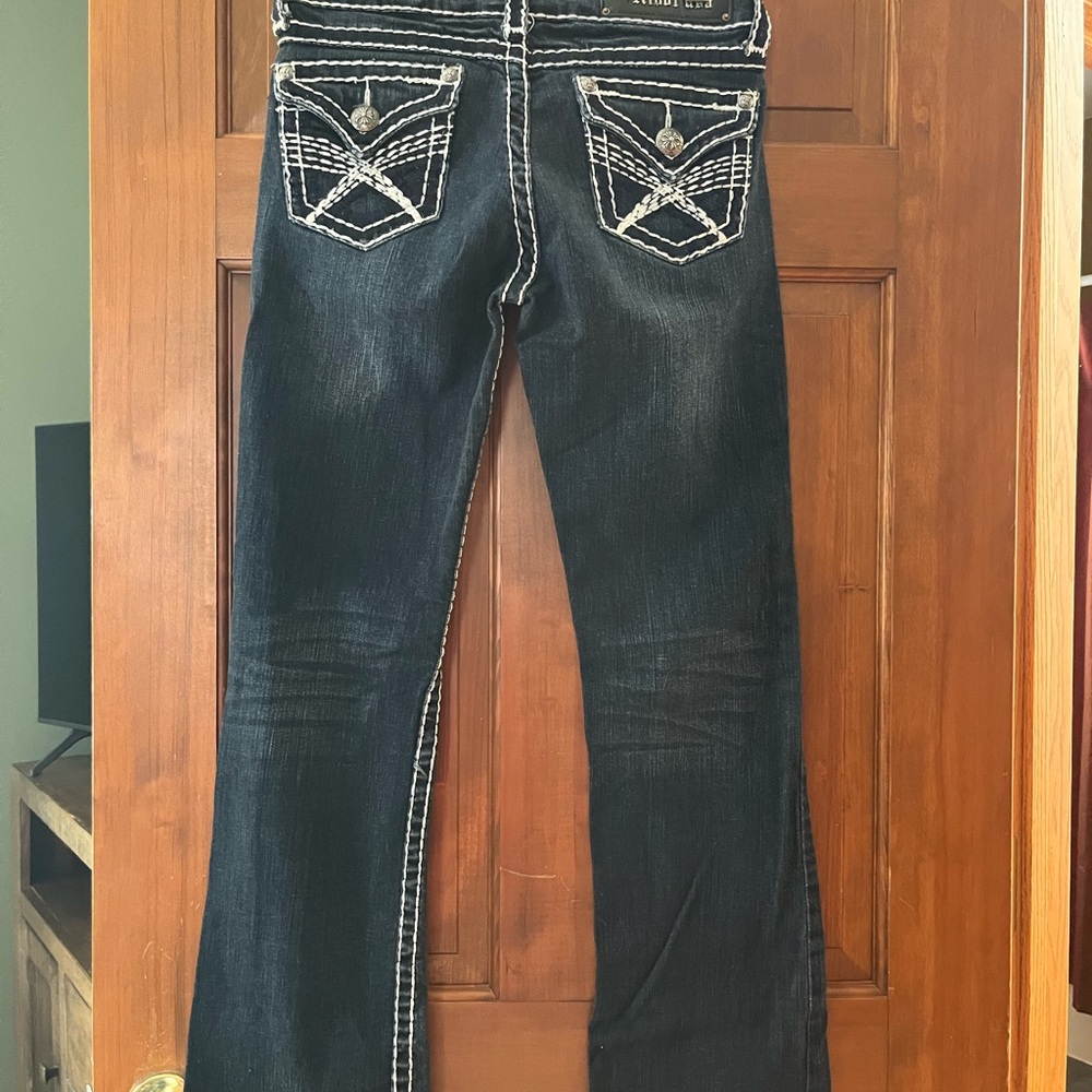 L.A. Idol Dark Flare Jeans with Contrast Stitching